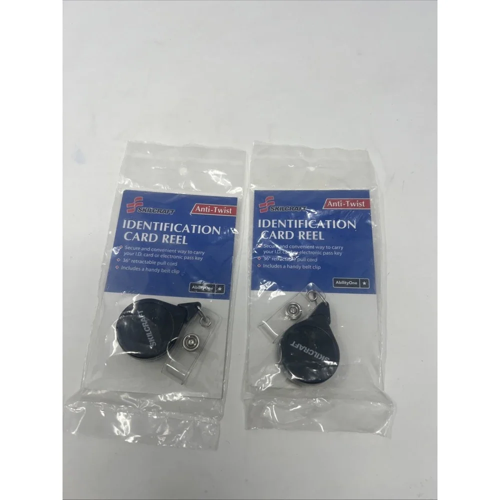Lot of 2 SKILCRAFT Retractable ID Card Reels 36